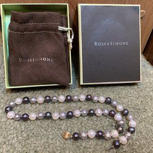 18” Freshwater Pearl Necklace 14k Gold Clasps Boxed - Ross Summons. Mint In Box!